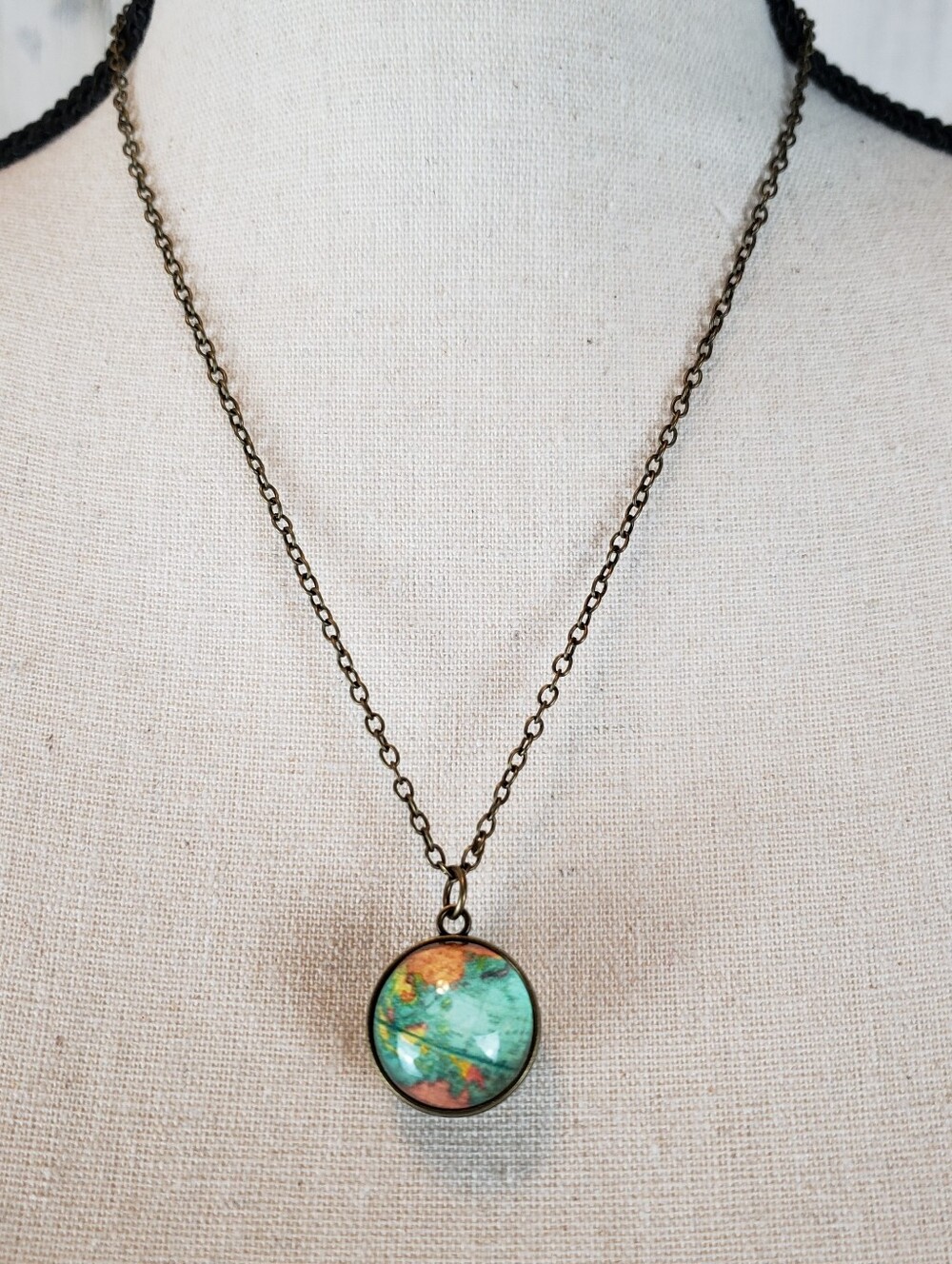 World Map Globe Round Pendant Necklace